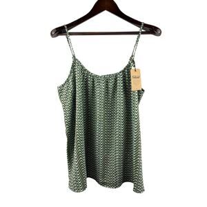 Women’s Far West XL Green & Blue Squiggle Patterned Sleeveless Blouse